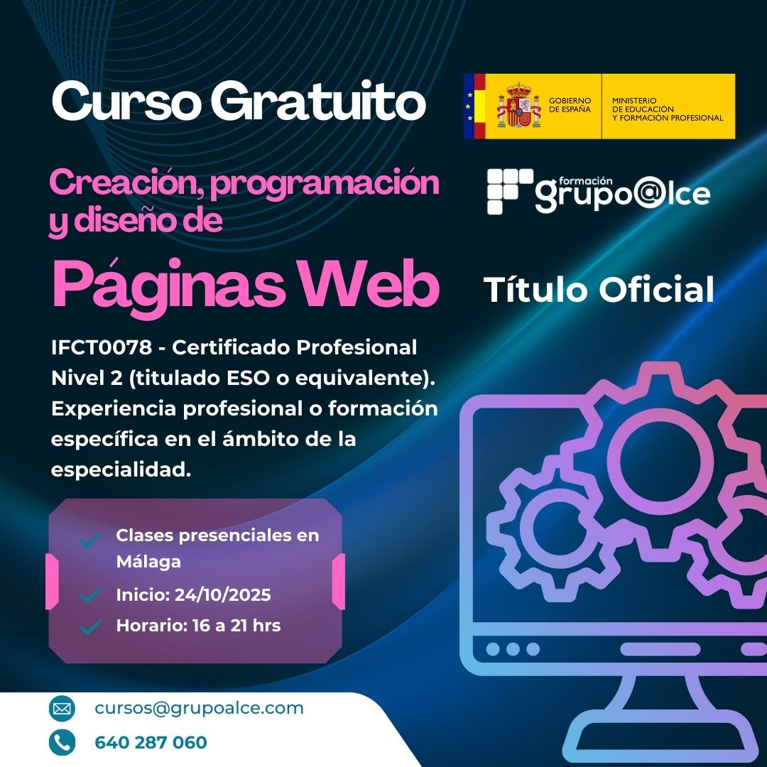CURSO DE DISEÑO, PROGRAMACIÓN Y CREACIÓN DE PÁGINAS WEB GRUPO ALCE